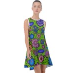 Mid Century Retro Floral 1970s 1960s Pattern 59 Frill Swing Dress