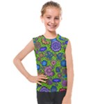 Mid Century Retro Floral 1970s 1960s Pattern 59 Kids  Mesh Tank Top