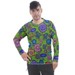Mid Century Retro Floral 1970s 1960s Pattern 59 Men s Pique Long Sleeve T-Shirt