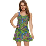Mid Century Retro Floral 1970s 1960s Pattern 59 Ruffle Edge Bra Cup Chiffon Mini Dress