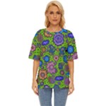 Mid Century Retro Floral 1970s 1960s Pattern 59 Oversized Basic T-Shirt