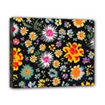 Mid Century Retro Floral 1970s 1960s Pattern 57 Canvas 10  x 8  (Stretched)