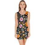 Mid Century Retro Floral 1970s 1960s Pattern 57 Bodycon Dress