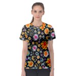 Mid Century Retro Floral 1970s 1960s Pattern 57 Women s Sport Mesh T-Shirt