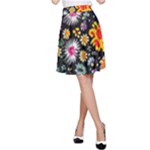 Mid Century Retro Floral 1970s 1960s Pattern 57 A-Line Skirt