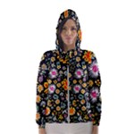 Mid Century Retro Floral 1970s 1960s Pattern 57 Women s Hooded Windbreaker