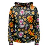Mid Century Retro Floral 1970s 1960s Pattern 57 Women s Pullover Hoodie