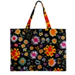 Mid Century Retro Floral 1970s 1960s Pattern 57 Zipper Mini Tote Bag