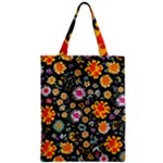 Mid Century Retro Floral 1970s 1960s Pattern 57 Zipper Classic Tote Bag