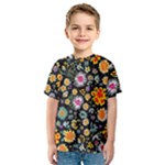 Mid Century Retro Floral 1970s 1960s Pattern 57 Kids  Sport Mesh T-Shirt