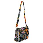 Mid Century Retro Floral 1970s 1960s Pattern 57 Shoulder Bag with Back Zipper