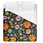 Mid Century Retro Floral 1970s 1960s Pattern 57 Duvet Cover (Queen Size)