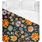 Mid Century Retro Floral 1970s 1960s Pattern 57 Duvet Cover (King Size)