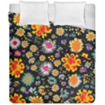 Mid Century Retro Floral 1970s 1960s Pattern 57 Duvet Cover Double Side (California King Size)