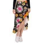Mid Century Retro Floral 1970s 1960s Pattern 57 Asymmetrical Ruffle Hem Skirt 