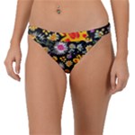 Mid Century Retro Floral 1970s 1960s Pattern 57 Band Bikini Bottoms