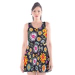 Mid Century Retro Floral 1970s 1960s Pattern 57 Scoop Neck Skater Dress