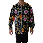 Mid Century Retro Floral 1970s 1960s Pattern 57 Kids  Hooded Windbreaker