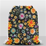 Mid Century Retro Floral 1970s 1960s Pattern 57 Drawstring Bag (Small)
