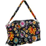 Mid Century Retro Floral 1970s 1960s Pattern 57 Canvas Crossbody Bag