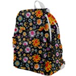Mid Century Retro Floral 1970s 1960s Pattern 57 Top Flap Backpack