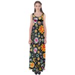 Mid Century Retro Floral 1970s 1960s Pattern 57 Empire Waist Maxi Dress