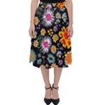 Mid Century Retro Floral 1970s 1960s Pattern 57 Classic Midi Skirt