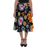 Mid Century Retro Floral 1970s 1960s Pattern 57 Perfect Length Midi Skirt