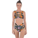 Mid Century Retro Floral 1970s 1960s Pattern 57 Bandaged Up Bikini Set 