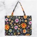 Mid Century Retro Floral 1970s 1960s Pattern 57 Medium Tote Bag