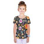 Mid Century Retro Floral 1970s 1960s Pattern 57 Kids  One Piece T-Shirt