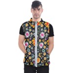 Mid Century Retro Floral 1970s 1960s Pattern 57 Men s Puffer Vest