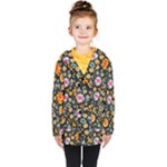 Mid Century Retro Floral 1970s 1960s Pattern 57 Kids  Double Breasted Button Coat