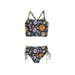 Mid Century Retro Floral 1970s 1960s Pattern 57 Girls  Tankini Swimsuit