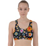 Mid Century Retro Floral 1970s 1960s Pattern 57 Back Weave Sports Bra