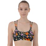 Mid Century Retro Floral 1970s 1960s Pattern 57 Line Them Up Sports Bra