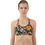 Mid Century Retro Floral 1970s 1960s Pattern 57 Back Web Sports Bra