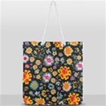 Mid Century Retro Floral 1970s 1960s Pattern 57 Full Print Rope Handle Tote (Large)