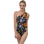 Mid Century Retro Floral 1970s 1960s Pattern 57 To One Side Swimsuit