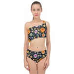 Mid Century Retro Floral 1970s 1960s Pattern 57 Spliced Up Two Piece Swimsuit