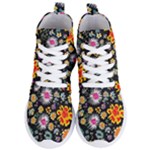 Mid Century Retro Floral 1970s 1960s Pattern 57 Women s Lightweight High Top Sneakers
