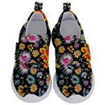 Mid Century Retro Floral 1970s 1960s Pattern 57 Kids  Velcro No Lace Shoes