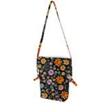 Mid Century Retro Floral 1970s 1960s Pattern 57 Folding Shoulder Bag