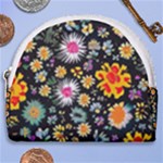 Mid Century Retro Floral 1970s 1960s Pattern 57 Horseshoe Style Canvas Pouch