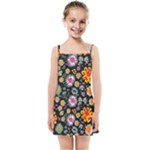 Mid Century Retro Floral 1970s 1960s Pattern 57 Kids  Summer Sun Dress