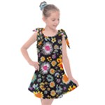 Mid Century Retro Floral 1970s 1960s Pattern 57 Kids  Tie Up Tunic Dress