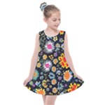 Mid Century Retro Floral 1970s 1960s Pattern 57 Kids  Summer Dress