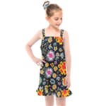 Mid Century Retro Floral 1970s 1960s Pattern 57 Kids  Overall Dress