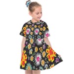 Mid Century Retro Floral 1970s 1960s Pattern 57 Kids  Sailor Dress