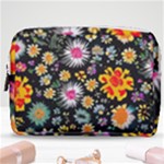 Mid Century Retro Floral 1970s 1960s Pattern 57 Make Up Pouch (Medium)